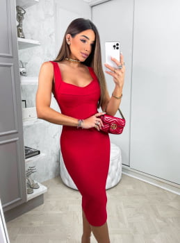 VESTIDO MEIA TAÇA VERMELHO