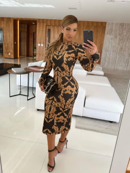 VESTIDO MIDI GOLDEN STAMP